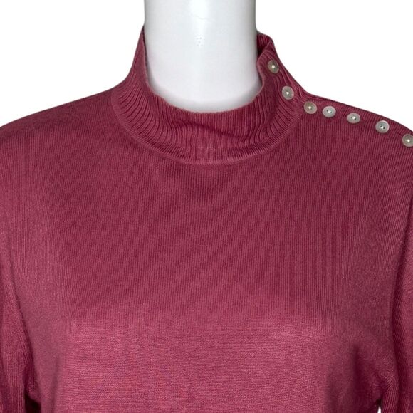 Parisian Sweater Womens Medium Mauve Pink Button Neck Casual Work Office Preppy‎ - Picture 5 of 9